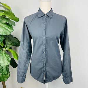 Xirena Grey Blue Button Down Long Sleeve Cotton Top Size XS
